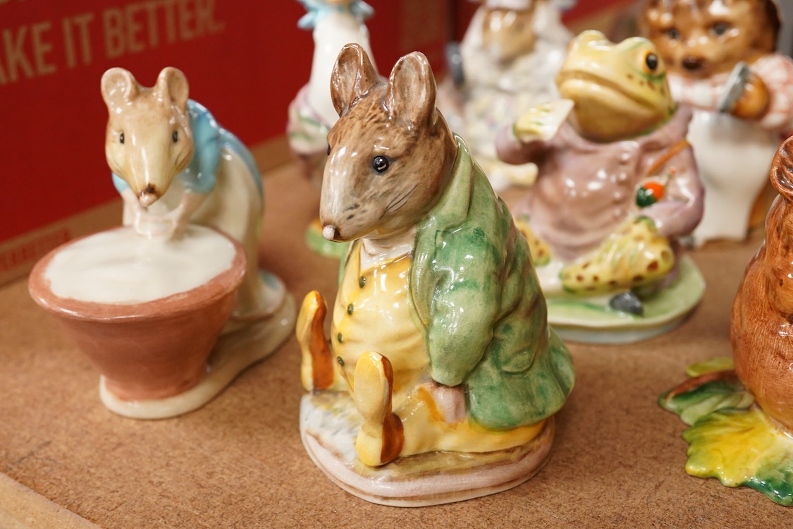 Nineteen Beatrix Potter character stamped F Warne and Co, Beswick, 10cm